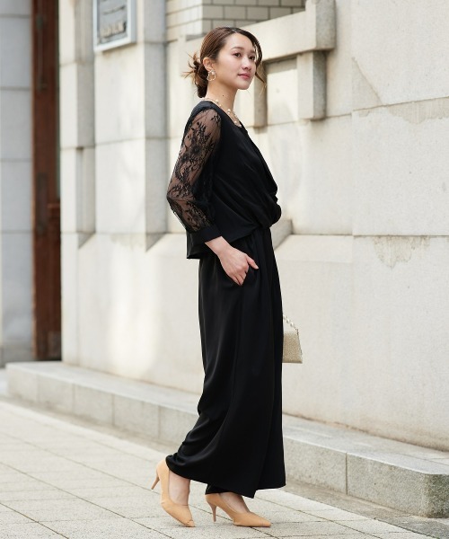 Jolie et Jolie（ジョリーエジョリー）の「カシュクールロンパース（パンツドレス・レディース・ブラック/ネイビー・5L/4L/3L/LL/L/M）」の21枚目の写真