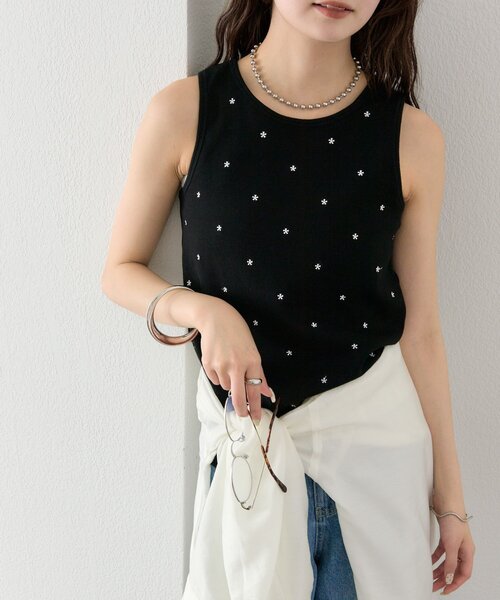 mystic（ミスティック）の「フラワードットタンクトップ（タンクトップ・レディース・オフホワイト/ブラック/イエロー・FREE）」の4枚目の写真