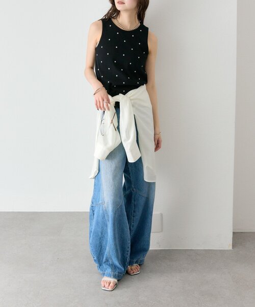 mystic（ミスティック）の「フラワードットタンクトップ（タンクトップ・レディース・オフホワイト/ブラック/イエロー・FREE）」の6枚目の写真