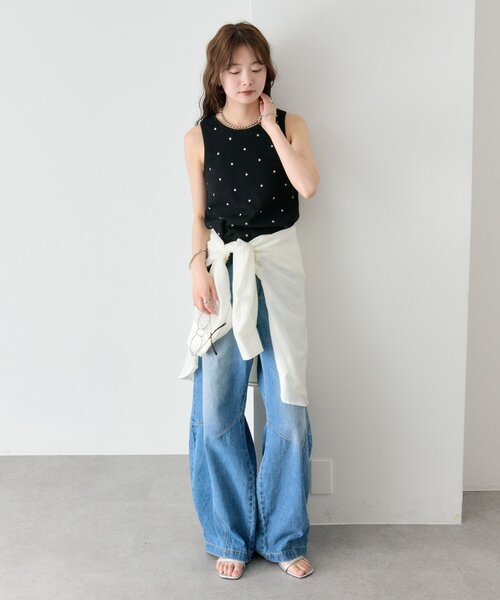 mystic（ミスティック）の「フラワードットタンクトップ（タンクトップ・レディース・オフホワイト/ブラック/イエロー・FREE）」の7枚目の写真