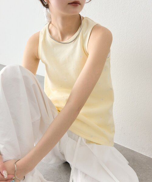 mystic（ミスティック）の「フラワードットタンクトップ（タンクトップ・レディース・オフホワイト/ブラック/イエロー・FREE）」の19枚目の写真