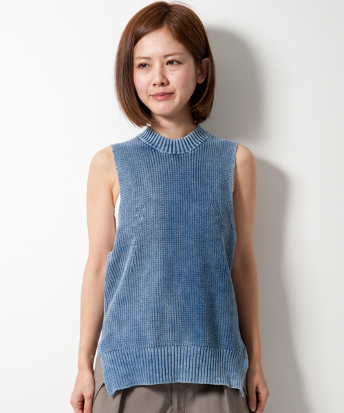 AMERICAN RAG CIE（アメリカンラグシー）の「AMERICAN RAG CIEストーンウォッシュニット/209-LAN-B6753（ニット/セーター・レディース・グレー/インディゴブルー・FREE）」の4枚目の写真