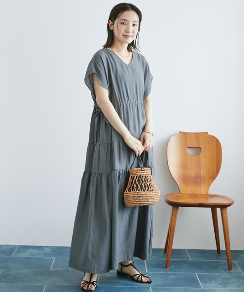 Doux archives（ドゥアルシーヴ）の「２WAY　ドロストティアードワンピース（ワンピース・レディース・チャコールグレー/グレイッシュベージュ/ミント・FREE）」の19枚目の写真