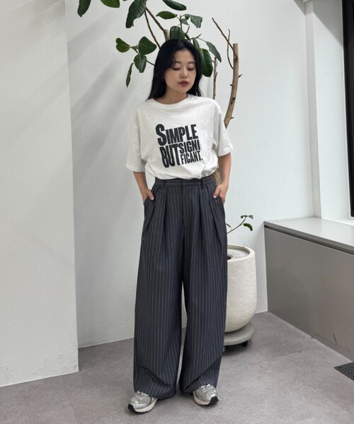 セール】【UNISEX】タックボリュームワイドスラックスパンツ/サイド