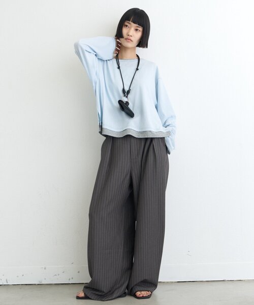CIAOPANIC TYPY(チャオパニックティピー)の「【UNISEX】タックボリュームワイドスラックスパンツ/サイドラインスラックス(スラックス・レディース・ブラック/グレー/ネイビー/ライトグレー/ベージュ/ブラウン/チャコールグレー/モカ・SMALL/LARGE/MEDIUM)」の21枚目の写真