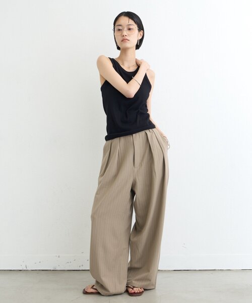 CIAOPANIC TYPY(チャオパニックティピー)の「【UNISEX】タックボリュームワイドスラックスパンツ/サイドラインスラックス(スラックス・レディース・ブラック/グレー/ネイビー/ライトグレー/ベージュ/ブラウン/チャコールグレー/モカ・SMALL/LARGE/MEDIUM)」の18枚目の写真