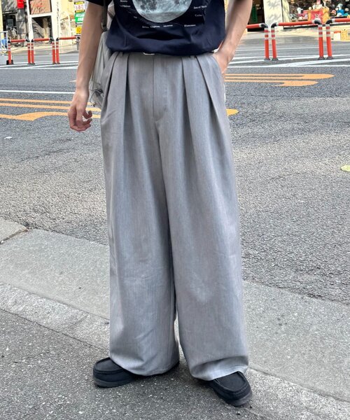 CIAOPANIC TYPY（チャオパニックティピー）の「【UNISEX】タックボリュームワイドスラックスパンツ/サイドラインスラックス（スラックス・レディース・ブラック/グレー/ネイビー/ライトグレー/ベージュ/ブラウン・SMALL/LARGE/MEDIUM）」の18枚目の写真
