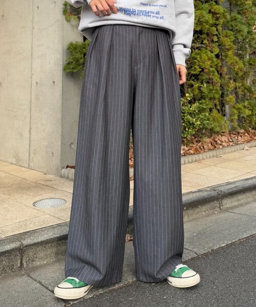 CIAOPANIC TYPY（チャオパニックティピー）の「【UNISEX】タックボリュームワイドスラックスパンツ/サイドラインスラックス（スラックス・レディース・ブラック/グレー/ネイビー/ライトグレー/ベージュ/ブラウン・SMALL/LARGE/MEDIUM）」の11枚目の写真