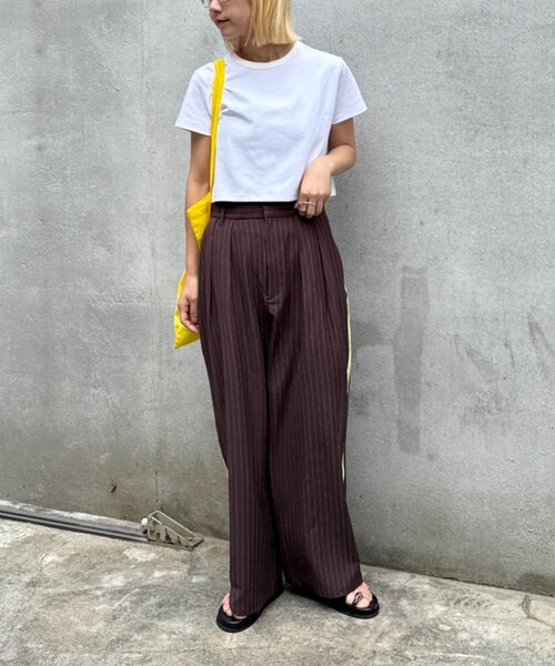 CIAOPANIC TYPY(チャオパニックティピー)の「【UNISEX】タックボリュームワイドスラックスパンツ/サイドラインスラックス(スラックス・レディース・ブラック/グレー/ネイビー/ライトグレー/ベージュ/ブラウン/チャコールグレー/モカ・SMALL/LARGE/MEDIUM)」の9枚目の写真