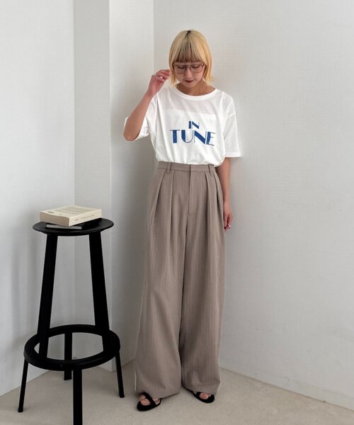 CIAOPANIC TYPY(チャオパニックティピー)の「【UNISEX】タックボリュームワイドスラックスパンツ/サイドラインスラックス(スラックス・レディース・ブラック/グレー/ネイビー/ライトグレー/ベージュ/ブラウン/チャコールグレー/モカ・SMALL/LARGE/MEDIUM)」の15枚目の写真
