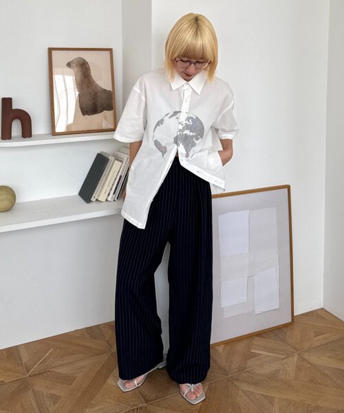 CIAOPANIC TYPY(チャオパニックティピー)の「【UNISEX】タックボリュームワイドスラックスパンツ/サイドラインスラックス(スラックス・レディース・ブラック/グレー/ネイビー/ライトグレー/ベージュ/ブラウン/チャコールグレー/モカ・SMALL/LARGE/MEDIUM)」の20枚目の写真