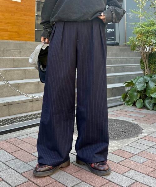 CIAOPANIC TYPY（チャオパニックティピー）の「【UNISEX】ﾀｯｸﾎﾞﾘｭｰﾑﾜｲﾄﾞｽﾗｯｸｽﾊﾟﾝﾂ（スラックス・メンズ・ブラック/グレー/ネイビー・SMALL/LARGE/MEDIUM）」の3枚目の写真