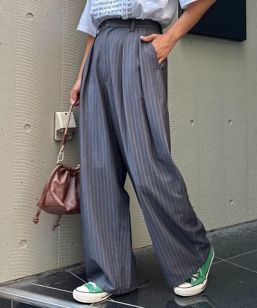 CIAOPANIC TYPY（チャオパニックティピー）の「【UNISEX】ﾀｯｸﾎﾞﾘｭｰﾑﾜｲﾄﾞｽﾗｯｸｽﾊﾟﾝﾂ（スラックス・メンズ・ブラック/グレー/ネイビー・SMALL/LARGE/MEDIUM）」の2枚目の写真