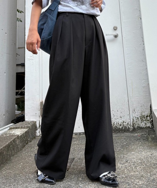 CIAOPANIC TYPY（チャオパニックティピー）の「【UNISEX】ﾀｯｸﾎﾞﾘｭｰﾑﾜｲﾄﾞｽﾗｯｸｽﾊﾟﾝﾂ（スラックス・メンズ・ブラック/グレー/ネイビー・SMALL/LARGE/MEDIUM）」の14枚目の写真