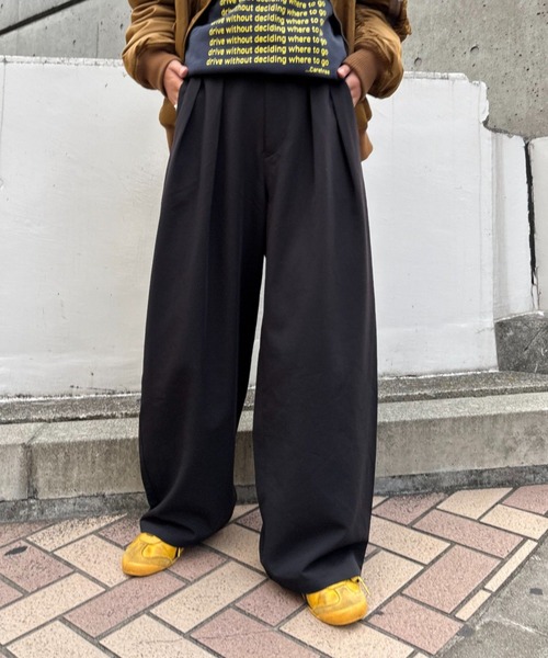 CIAOPANIC TYPY（チャオパニックティピー）の「【UNISEX】ﾀｯｸﾎﾞﾘｭｰﾑﾜｲﾄﾞｽﾗｯｸｽﾊﾟﾝﾂ（スラックス・メンズ・ブラック/グレー/ネイビー・SMALL/LARGE/MEDIUM）」の16枚目の写真