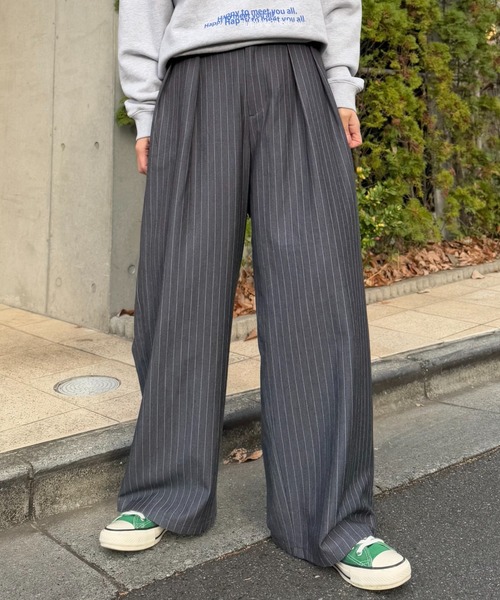 CIAOPANIC TYPY（チャオパニックティピー）の「【UNISEX】ﾀｯｸﾎﾞﾘｭｰﾑﾜｲﾄﾞｽﾗｯｸｽﾊﾟﾝﾂ（スラックス・メンズ・ブラック/グレー/ネイビー・SMALL/LARGE/MEDIUM）」の9枚目の写真