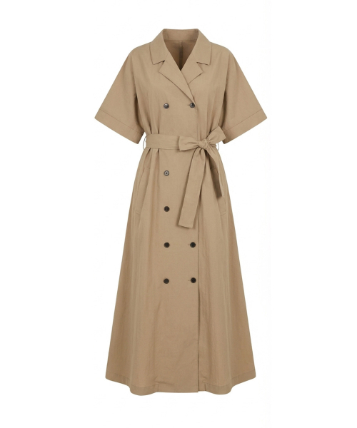 VASCARA（バスカラ）の「Double-Button Long Dress (2colors)（ワンピース・レディース・ブラック/ベージュ・FREE）」の5枚目の写真