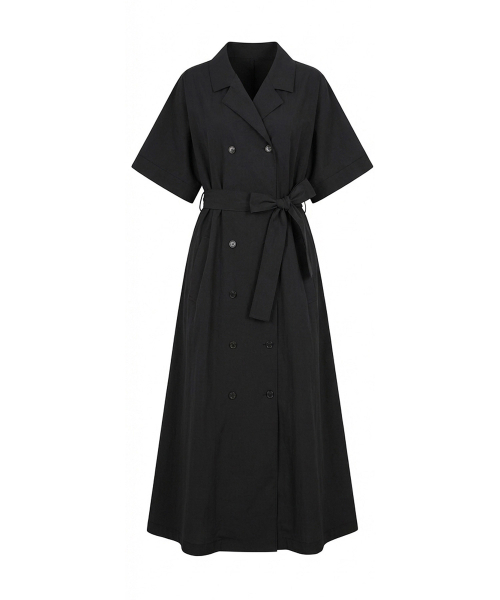 VASCARA（バスカラ）の「Double-Button Long Dress (2colors)（ワンピース・レディース・ブラック/ベージュ・FREE）」の6枚目の写真