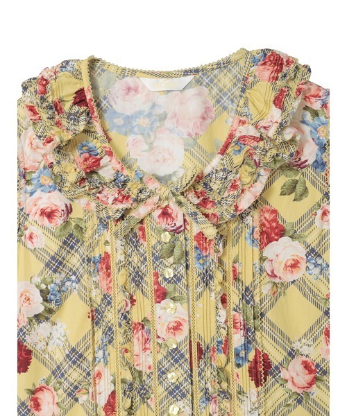 PINK HOUSE(ピンクハウス)の「フラワーチェックプリントノースリーブワンピース(ワンピース・レディース・ブルー/イエロー/パープル/ピンク/ブラック・フリー)」の11枚目の写真