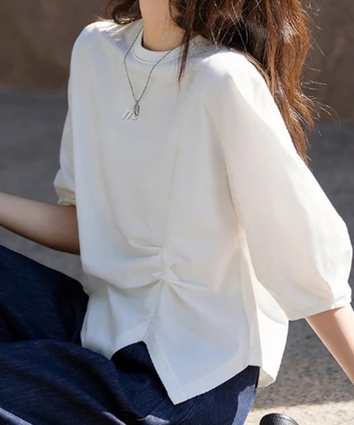 ONEP STAR(ワンピスター)の「アシンメトリーヘムブラウス(シャツ/ブラウス・レディース・ホワイト/ブラック・MEDIUM/LARGE/X-LARGE)」の3枚目の写真