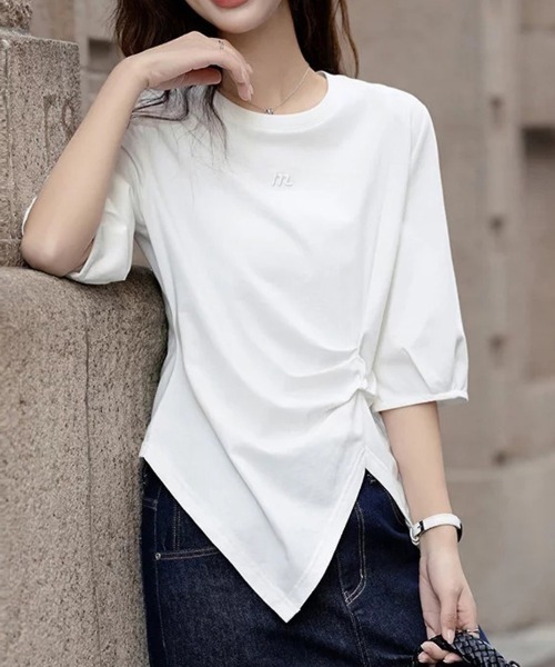 ONEP STAR(ワンピスター)の「アシンメトリーヘムブラウス(シャツ/ブラウス・レディース・ホワイト/ブラック・MEDIUM/LARGE/X-LARGE)」の5枚目の写真