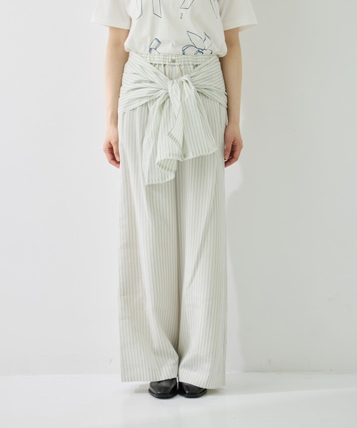 muller of yoshiokubo（ミュラーオブヨシオクボ）の「[muller of yoshiokubo/ミュラーオブヨシオクボ]STRIPE PANTS W/BELT（その他パンツ・レディース・ピンク/グレイッシュブルー・M/S）」の6枚目の写真