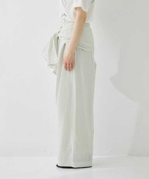 muller of yoshiokubo（ミュラーオブヨシオクボ）の「[muller of yoshiokubo/ミュラーオブヨシオクボ]STRIPE PANTS W/BELT（その他パンツ・レディース・ピンク/グレイッシュブルー・M/S）」の7枚目の写真