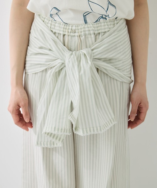 muller of yoshiokubo（ミュラーオブヨシオクボ）の「[muller of yoshiokubo/ミュラーオブヨシオクボ]STRIPE PANTS W/BELT（その他パンツ・レディース・ピンク/グレイッシュブルー・M/S）」の9枚目の写真