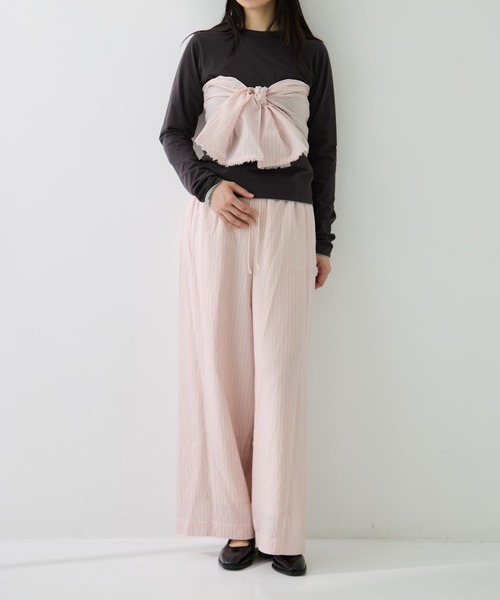 muller of yoshiokubo（ミュラーオブヨシオクボ）の「[muller of yoshiokubo/ミュラーオブヨシオクボ]STRIPE PANTS W/BELT（その他パンツ・レディース・ピンク/グレイッシュブルー・M/S）」の12枚目の写真