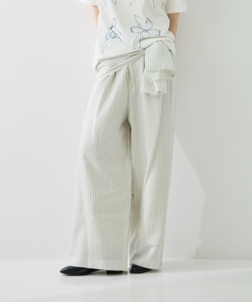 muller of yoshiokubo（ミュラーオブヨシオクボ）の「[muller of yoshiokubo/ミュラーオブヨシオクボ]STRIPE PANTS W/BELT（その他パンツ・レディース・ピンク/グレイッシュブルー・M/S）」の3枚目の写真