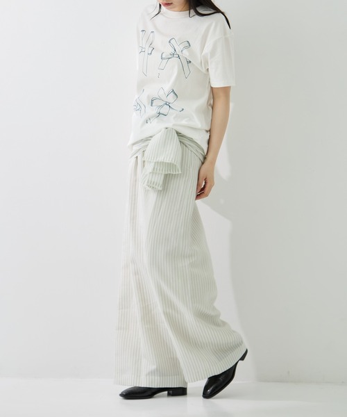 muller of yoshiokubo（ミュラーオブヨシオクボ）の「[muller of yoshiokubo/ミュラーオブヨシオクボ]STRIPE PANTS W/BELT（その他パンツ・レディース・ピンク/グレイッシュブルー・M/S）」の5枚目の写真
