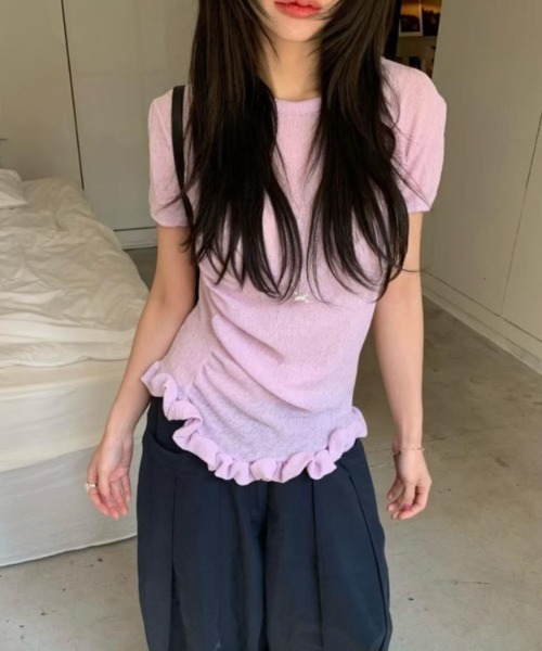 semplice(センプリチェ)の「Tシャツ【韓国ファッション】(Tシャツ/カットソー・レディース・ホワイト/ピンク/グリーン/ネイビー・F)」の17枚目の写真