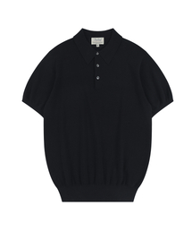 BELLIEF（ベリーフ）の「Essential Hard Twist Cotton Short Sleeve Polo Knit (Navy)（ニット/セーター）」