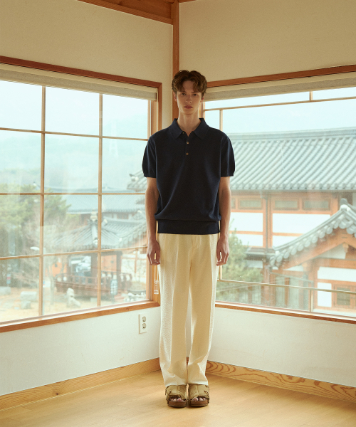 BELLIEF(ベリーフ)の「Essential Hard Twist Cotton Short Sleeve Polo Knit (Navy)(ニット/セーター・メンズ・その他・MEDIUM/LARGE/X-LARGE)」の2枚目の写真