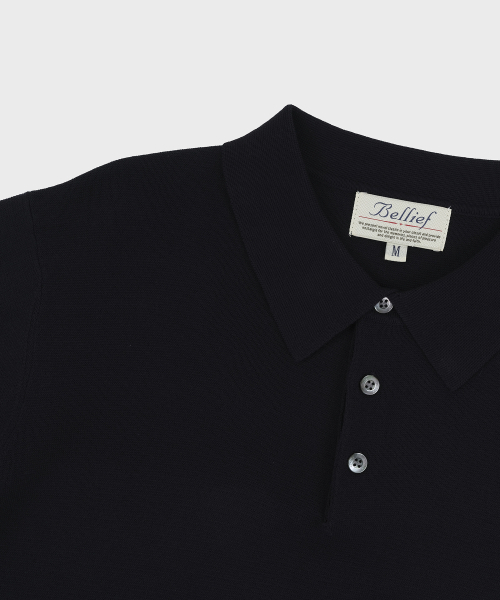 BELLIEF(ベリーフ)の「Essential Hard Twist Cotton Short Sleeve Polo Knit (Navy)(ニット/セーター・メンズ・その他・MEDIUM/LARGE/X-LARGE)」の3枚目の写真