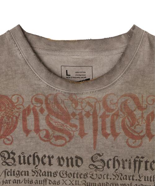 DANKE SCHON(ダンケシェーン)の「DankeSchon/ダンケシェーン/SPRAY BURN S/S TEE BIBLE(Tシャツ/カットソー・メンズ・グレー・L/M)」の3枚目の写真