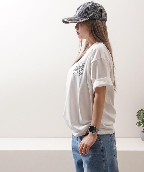 1111clothing(ワンフォークロージング)の「PUレザー アップリケ Tシャツ / PU Leather Applique T-Shirt(Tシャツ/カットソー・メンズ・ネイビー/ホワイト/ブラック・L/M)」の8枚目の写真
