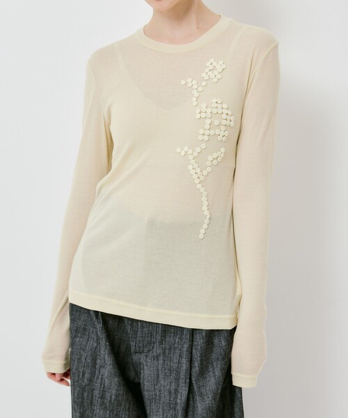 RIV NOBUHIKO(リブノブヒコ)の「【riv nobuhiko/リブノブヒコ】POSY EMBROIDERY TOP/ポピーエンブロイダリートップ(Tシャツ/カットソー・レディース・イエロー・2)」の5枚目の写真