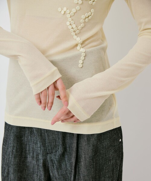 RIV NOBUHIKO(リブノブヒコ)の「【riv nobuhiko/リブノブヒコ】POSY EMBROIDERY TOP/ポピーエンブロイダリートップ(Tシャツ/カットソー・レディース・イエロー・2)」の9枚目の写真