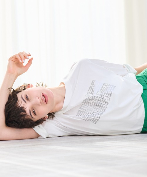 R-ISM(リズム)の「【人気アイテム・接触冷感・洗える】シルバーホイルプリントTシャツ(Tシャツ/カットソー・レディース・ホワイト・4)」の14枚目の写真
