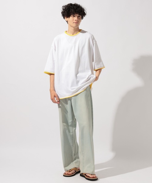 niko and...(ニコアンド)の「ルーズネックレイヤードTシャツ(Tシャツ/カットソー・メンズ・ライトグレー/オフホワイト/ブラック/レッド・LARGE/MEDIUM)」の5枚目の写真