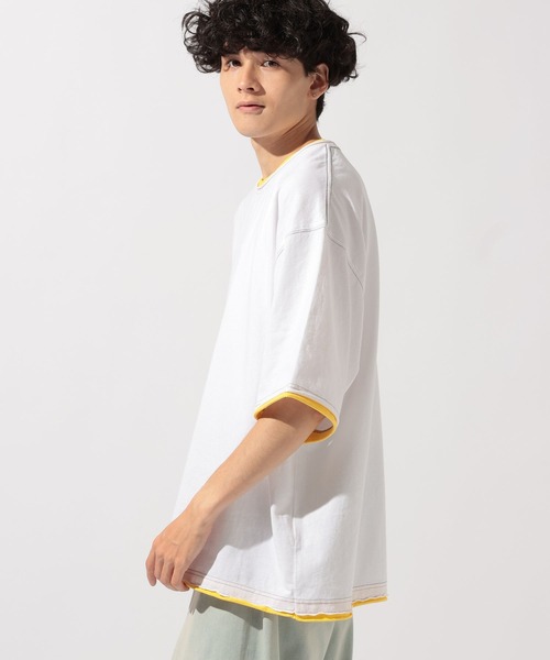 niko and...(ニコアンド)の「ルーズネックレイヤードTシャツ(Tシャツ/カットソー・メンズ・ライトグレー/オフホワイト/ブラック/レッド・LARGE/MEDIUM)」の7枚目の写真