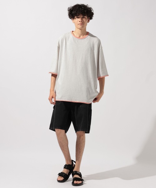 niko and...(ニコアンド)の「ルーズネックレイヤードTシャツ(Tシャツ/カットソー・メンズ・ライトグレー/オフホワイト/ブラック/レッド・LARGE/MEDIUM)」の8枚目の写真
