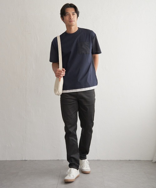 ikka(イッカ)の「冷感異素材コンビTシャツ(Tシャツ/カットソー・メンズ・カーキ/チャコール/ネイビー/ホワイト・M/L/XL/S)」の22枚目の写真