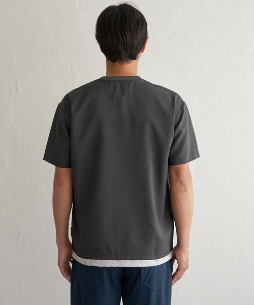 ikka(イッカ)の「冷感異素材コンビTシャツ(Tシャツ/カットソー・メンズ・カーキ/チャコール/ネイビー/ホワイト・M/L/XL/S)」の7枚目の写真