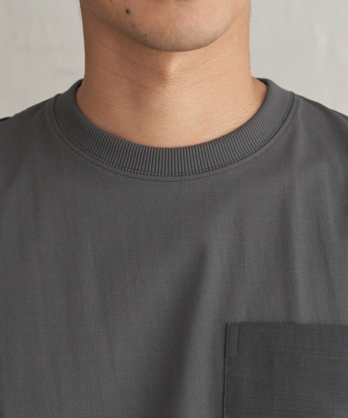 ikka(イッカ)の「冷感異素材コンビTシャツ(Tシャツ/カットソー・メンズ・カーキ/チャコール/ネイビー/ホワイト・M/L/XL/S)」の9枚目の写真