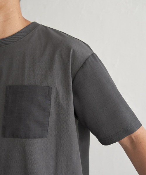ikka(イッカ)の「冷感異素材コンビTシャツ(Tシャツ/カットソー・メンズ・カーキ/チャコール/ネイビー/ホワイト・M/L/XL/S)」の10枚目の写真