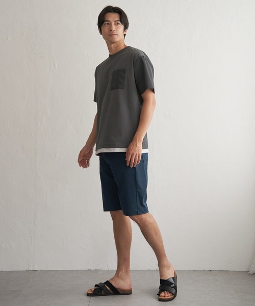 ikka(イッカ)の「冷感異素材コンビTシャツ(Tシャツ/カットソー・メンズ・カーキ/チャコール/ネイビー/ホワイト・M/L/XL/S)」の5枚目の写真