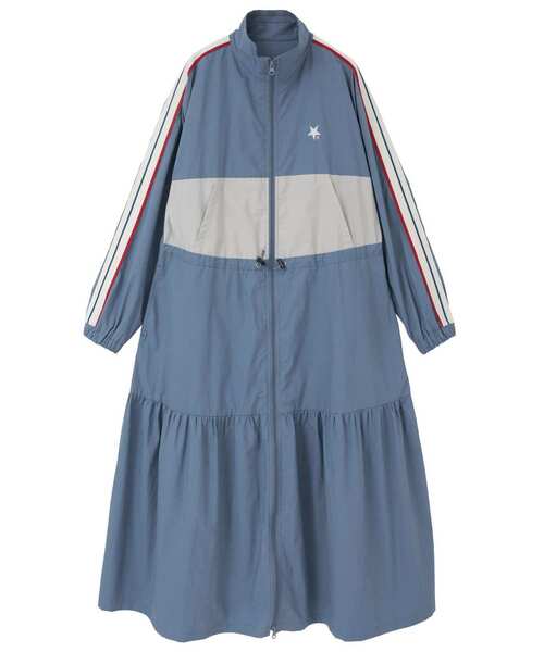 CONVERSE TOKYO（コンバーストウキョウ）の「【CONVERSE TOKYO】SIDE LINE TRACK TIERED DRESS / トラックジャージ / ジャージワンピース / スタンドカラー / ジップアップ  / 羽織り / コート（ワンピース・レディース・カーキ/ブラック/ブルー・FREE）」の19枚目の写真