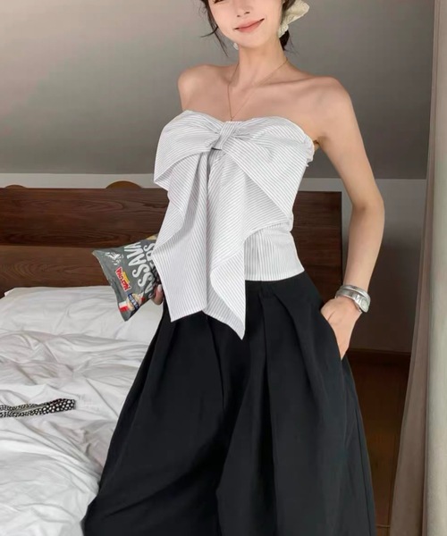 CELENA BEATS（セレナビーツ）の「ストライプリボンビスチェ（チューブトップ・レディース・ホワイト/ブラック・S/M）」の14枚目の写真